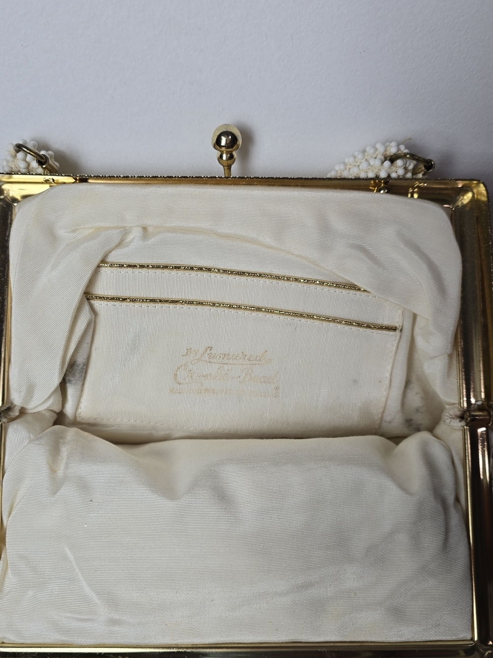 Beaded Pearl Frame Clutch - Ivory